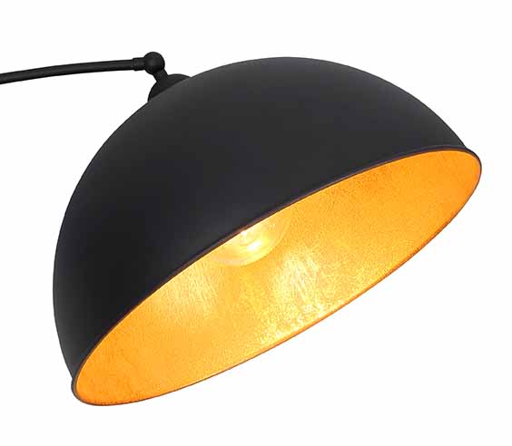 Lampe de sol courbée noire doublée or Globo Gottfried – Image 2