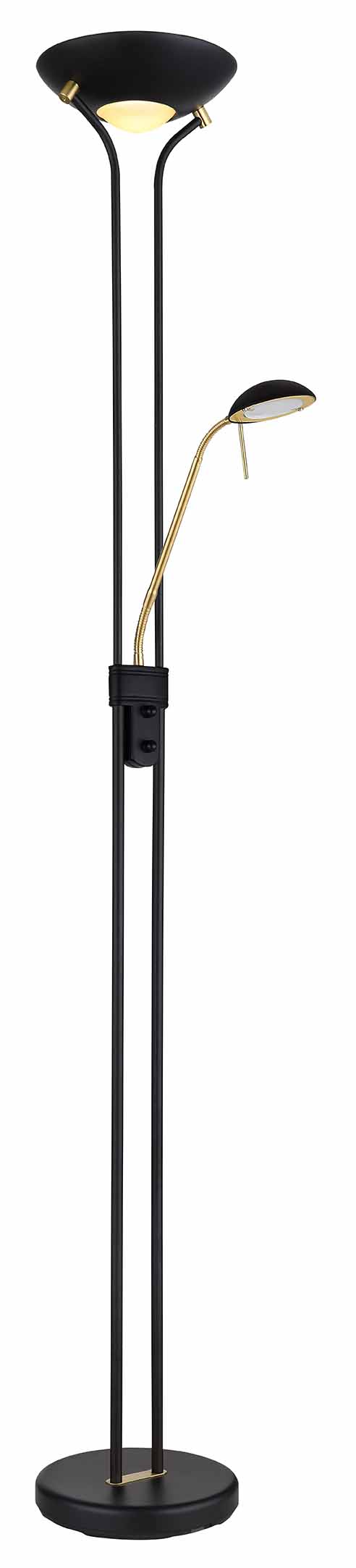 Lampe de sol design 2 abat-jours noir/messing Globo Leonas – Image 3