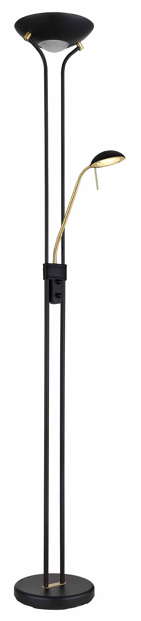 Lampe de sol design 2 abat-jours noir/messing Globo Leonas – Image 4