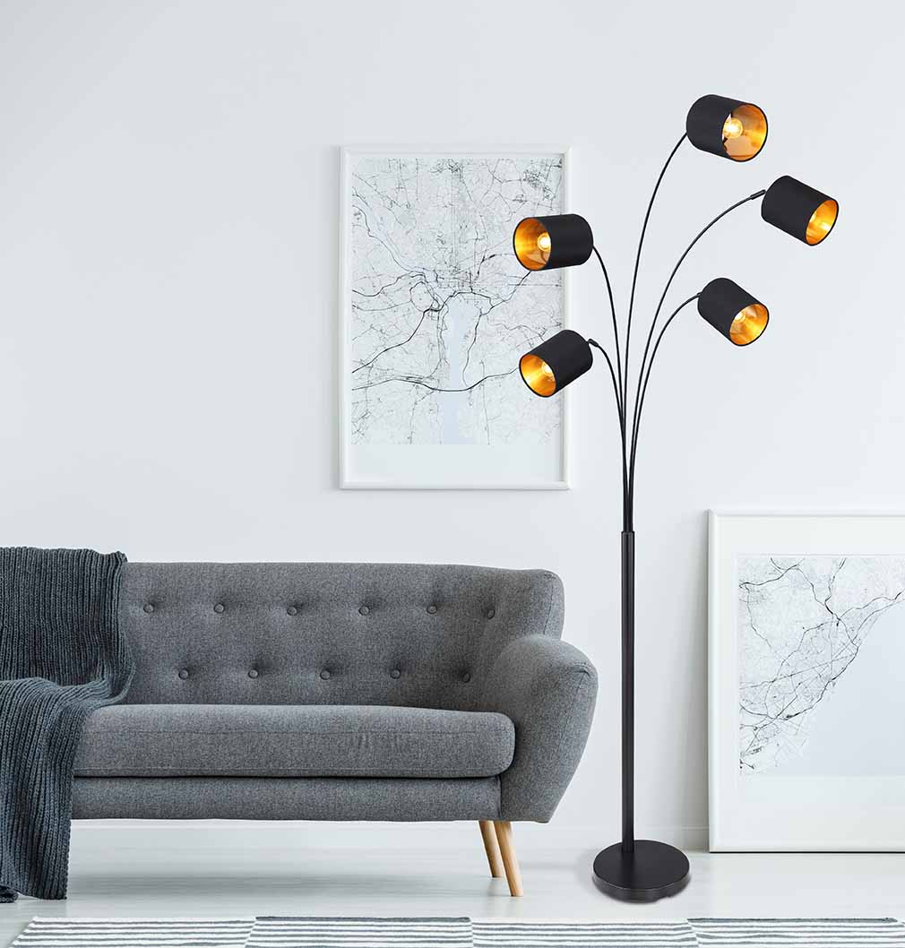 Lampe de sol design 5 lumières noire Globo Kaddy – Image 4