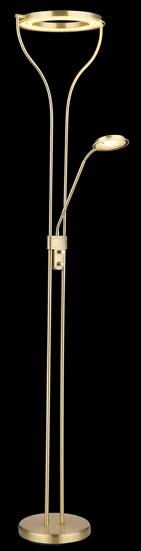 Lampe de sol laiton 2 lumières forme anneau Globo Ebro – Image 3