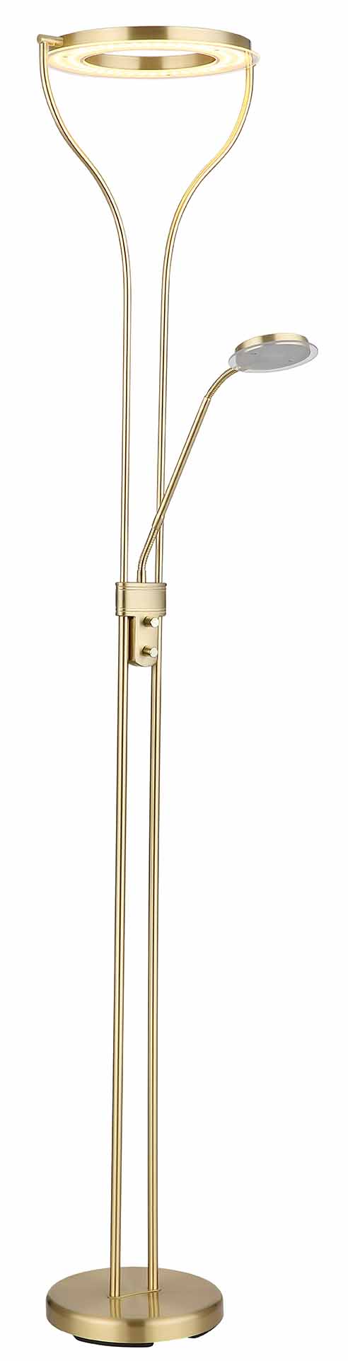 Lampe de sol laiton 2 lumières forme anneau Globo Ebro – Image 4