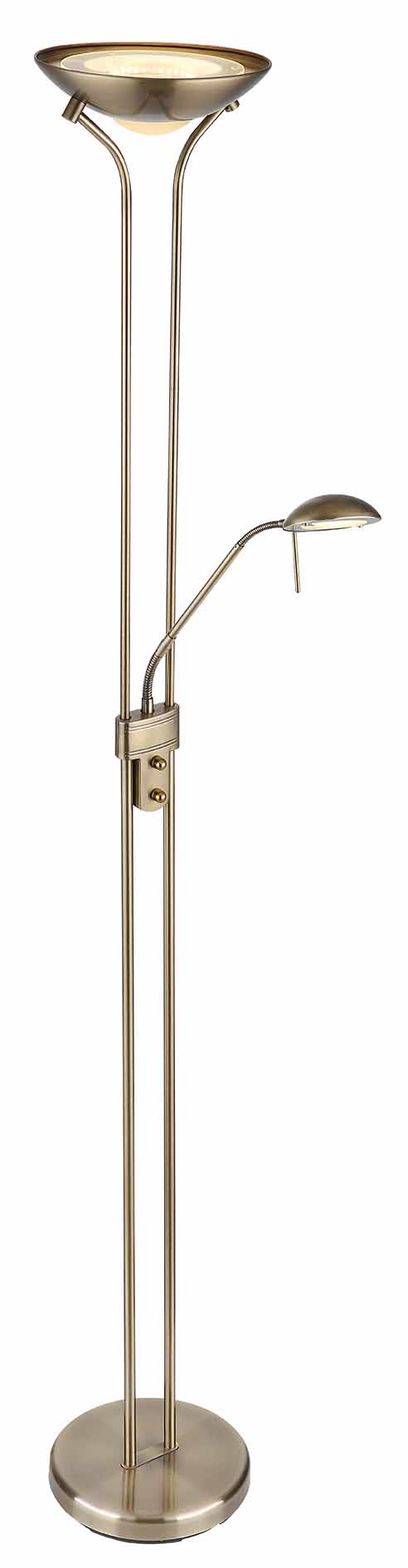 Lampe de sol laiton satiné 2 abat-jours Globo Leonas – Image 2