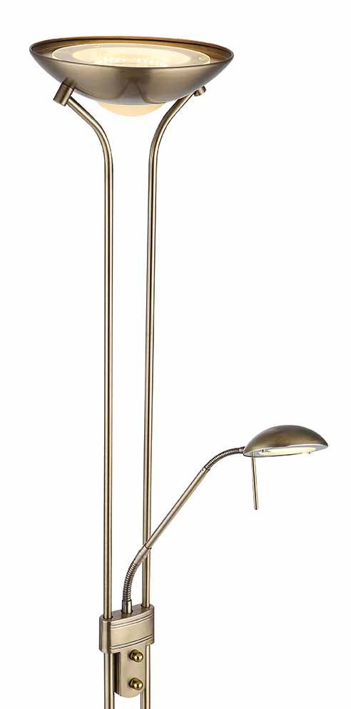 Lampe de sol laiton satiné 2 abat-jours Globo Leonas – Image 3