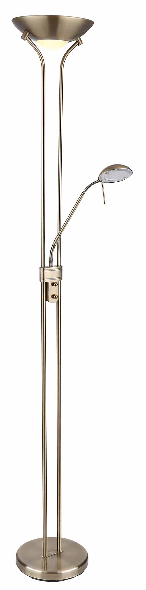 Lampe de sol laiton satiné 2 abat-jours Globo Leonas – Image 4