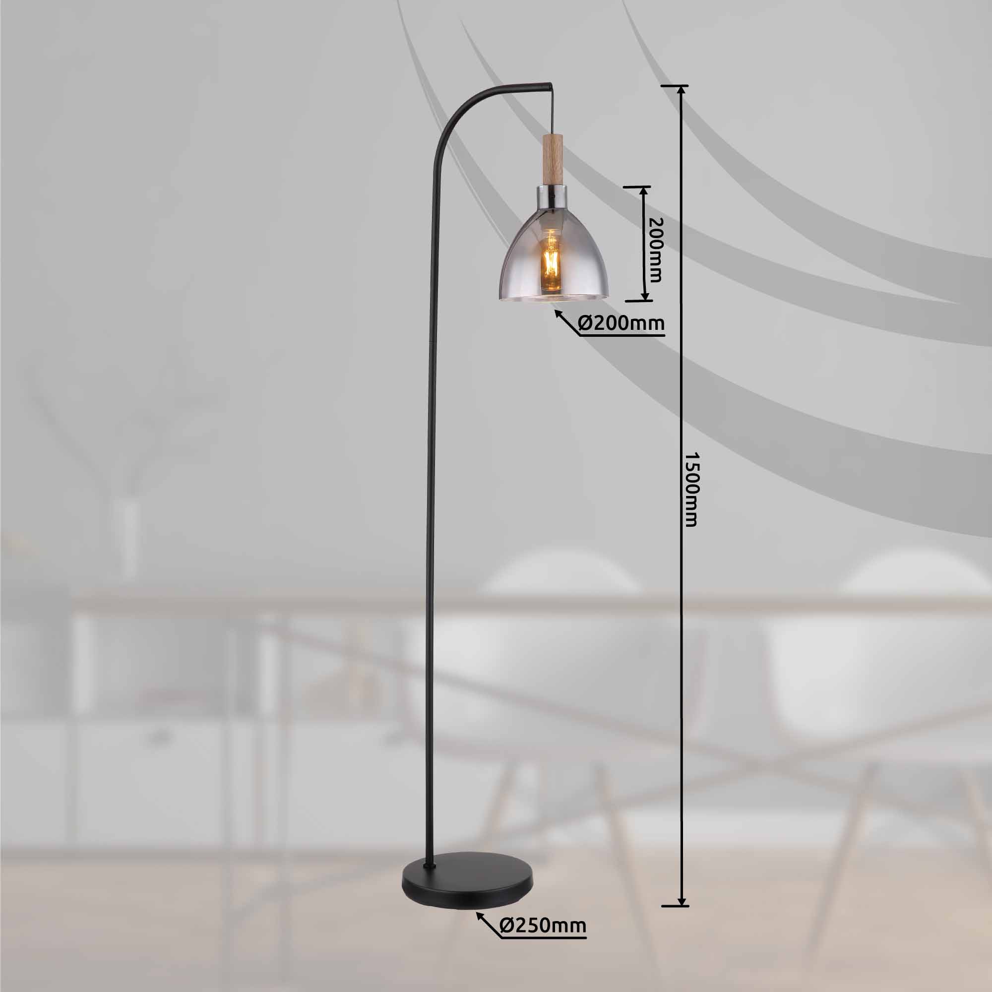 Lampe de sol moderne en verre et métal noir Globo Mattea – Image 5