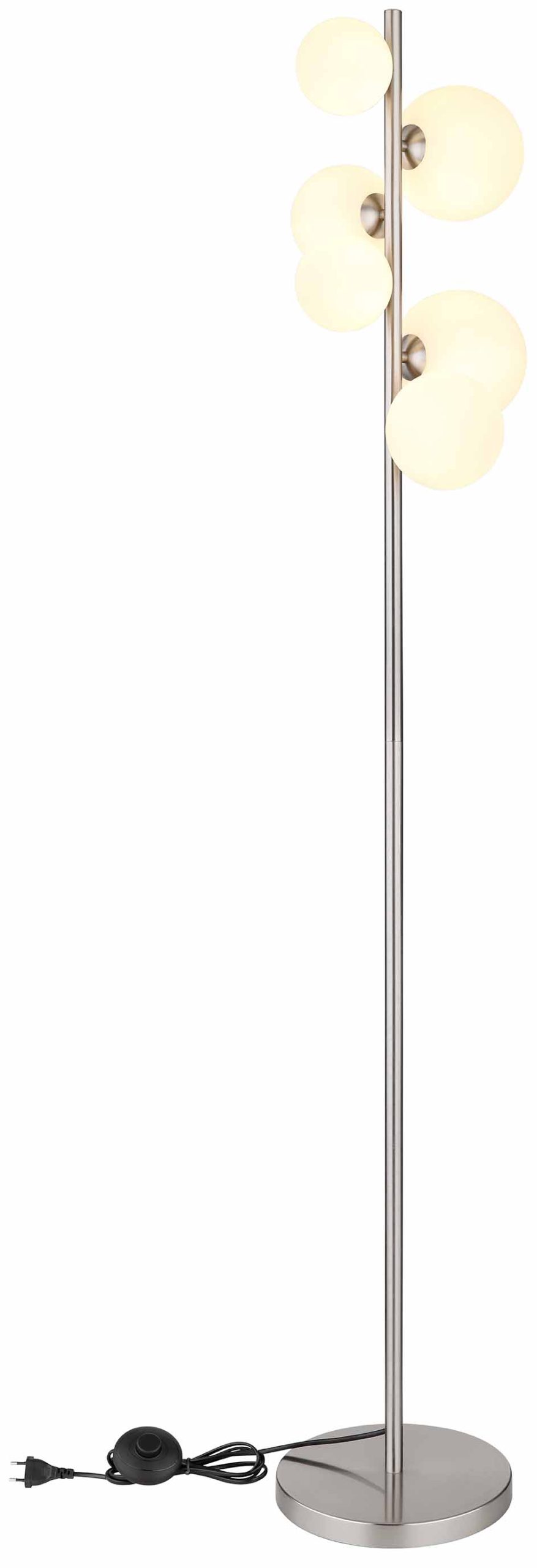 Lampe de sol nickel 6 abat-jours verre opale verticale Globo Riha – Image 3