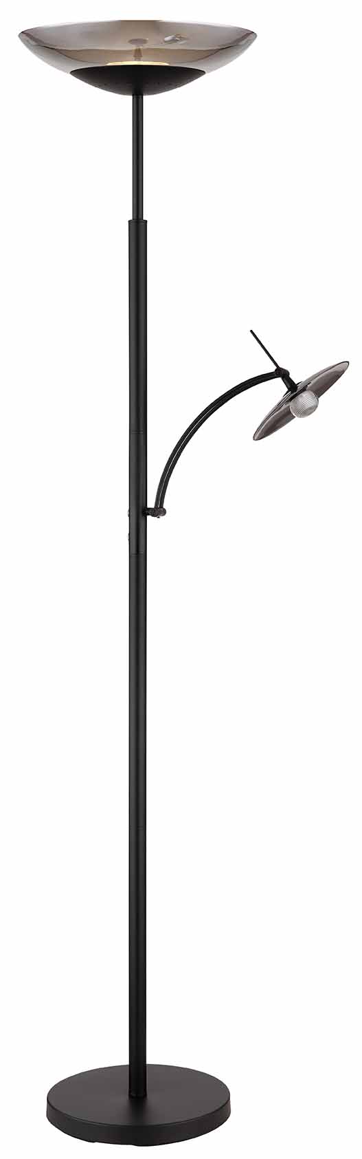 Lampe de sol noire 2 abat-jours métal/verre fumé Globo Sophia – Image 4