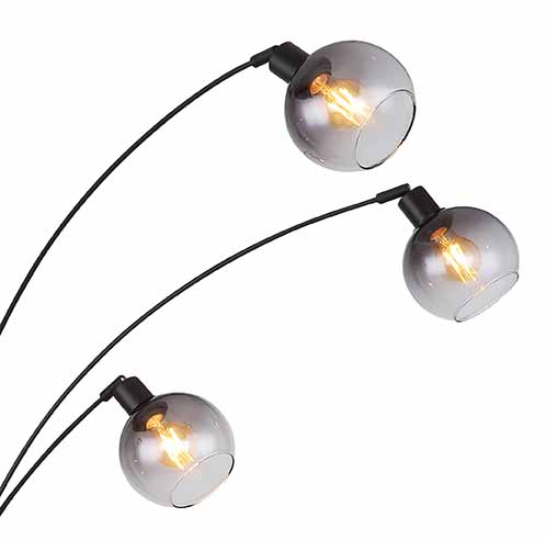 Lampe de sol noire 5 lumières verre fumé boules Globo Seymour – Image 2