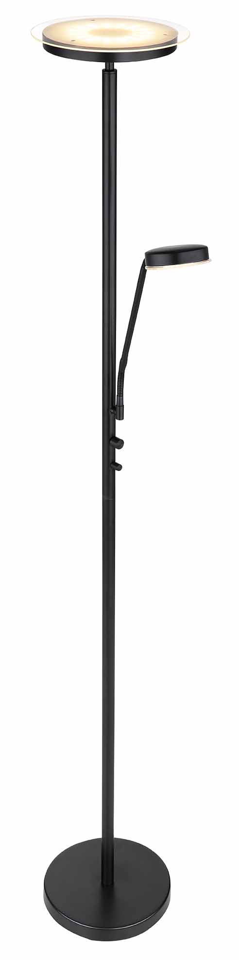 Lampe de sol ronde moderne 2 lumières noire Globo Ernst – Image 2