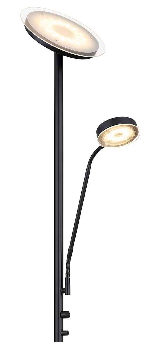 Lampe de sol ronde moderne 2 lumières noire Globo Ernst – Image 3