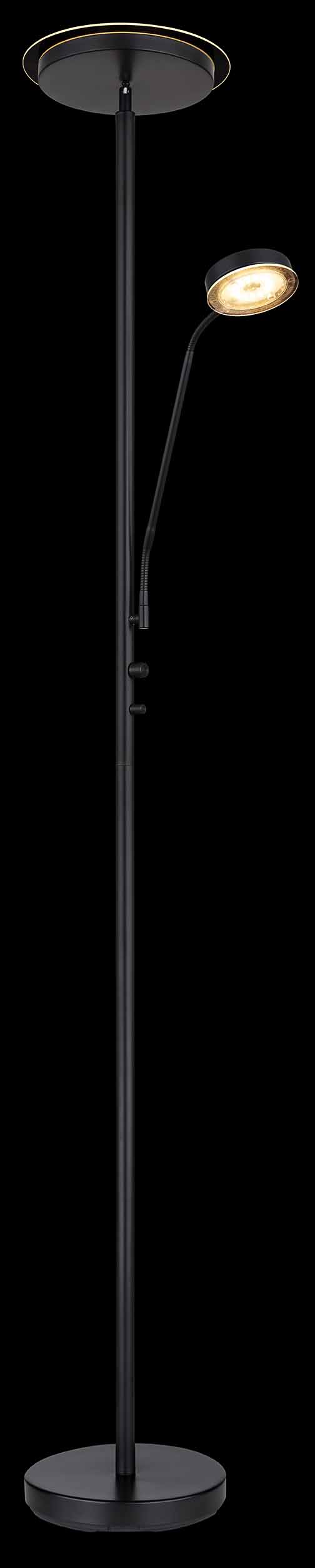 Lampe de sol ronde moderne 2 lumières noire Globo Ernst – Image 4