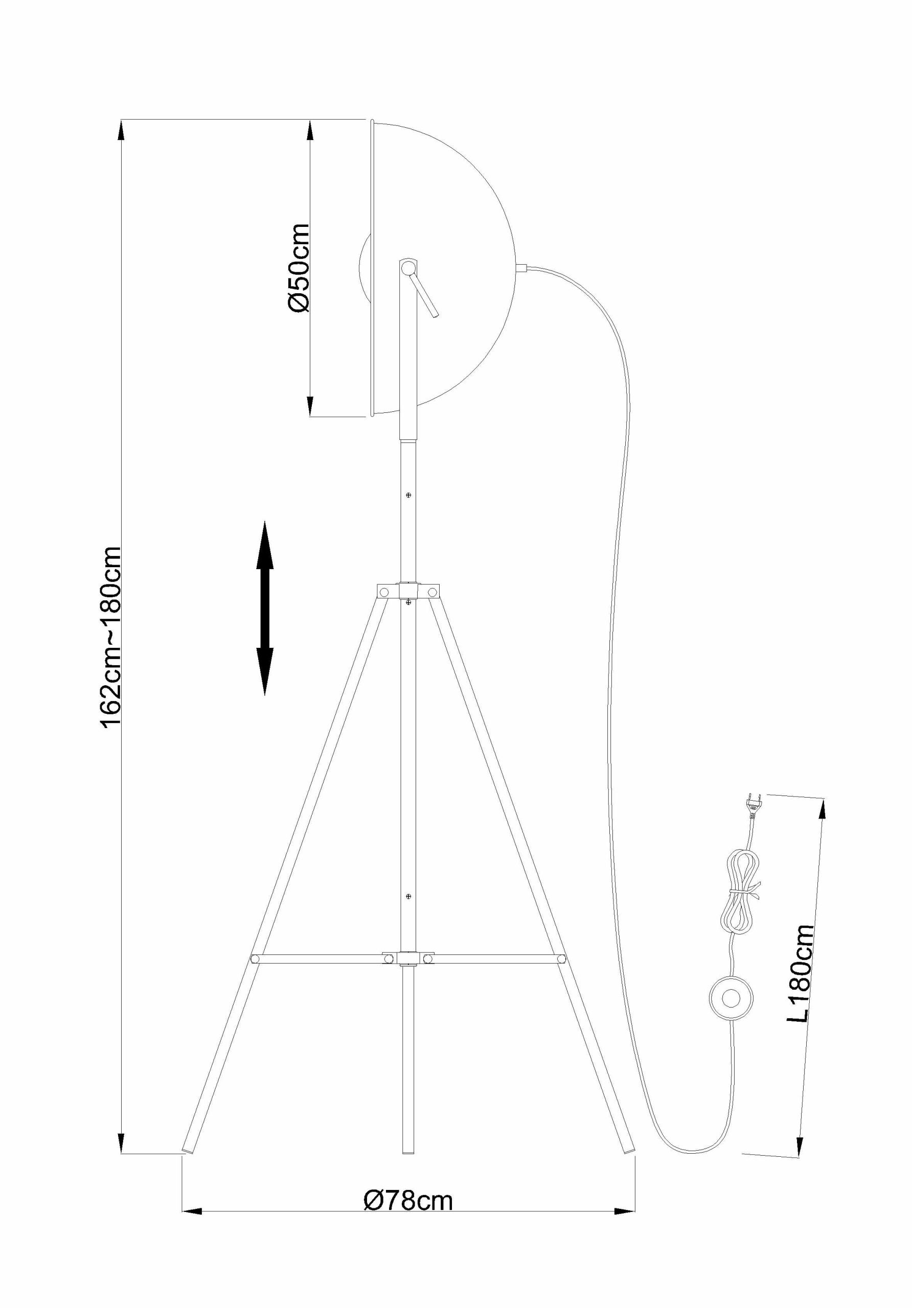Lampe de sol trépied noir abat-jour en dôme doré Globo Xirena – Image 4