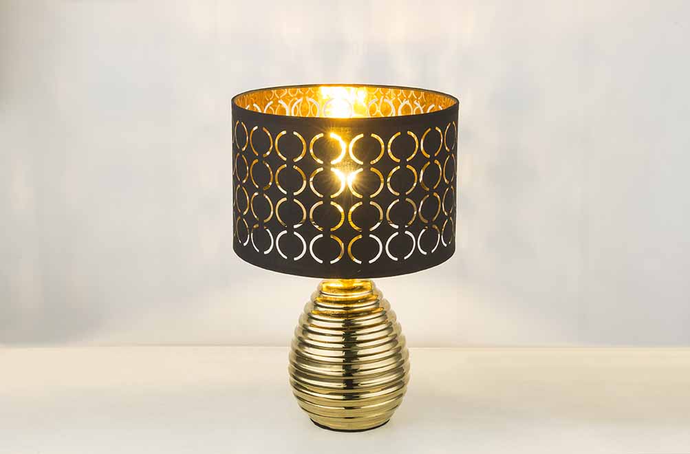 Lampe de table classique dorée en céramique Globo Mirauea – Image 3