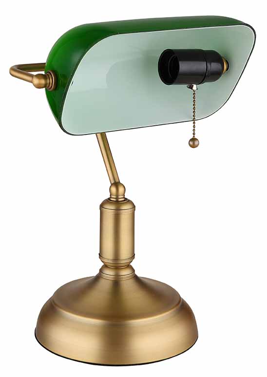 Lampe de table classique en métal laiton et vert Globo Antique – Image 2