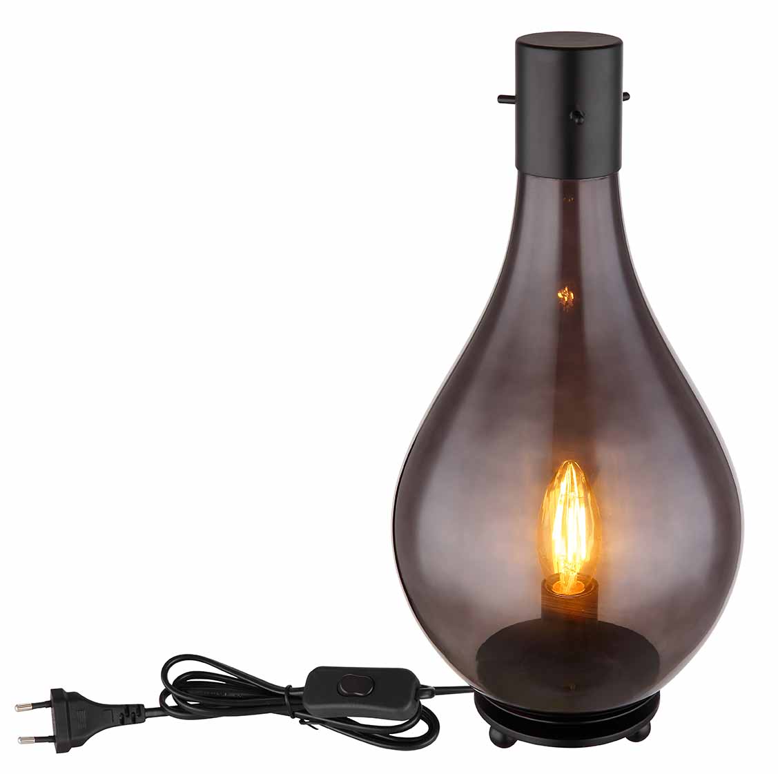 Lampe de table moderne en verre et métal noir Globo Oskus – Image 3