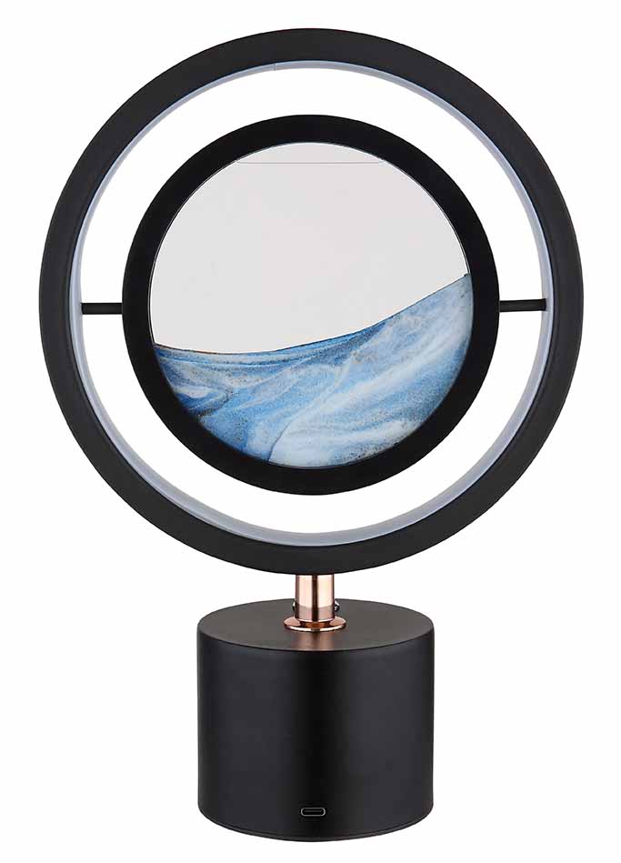 Lampe de table moderne ronde noire Globo Reedi – Image 3