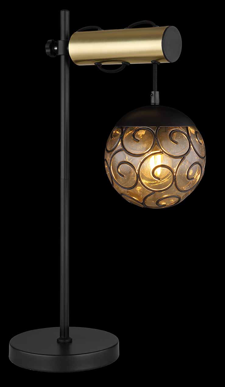 Lampe de table orientale noire sphérique Globo Fitz – Image 4