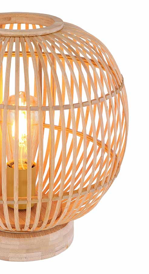 Lampe de table ronde bohème en bambou naturel Globo Hildegard – Image 2