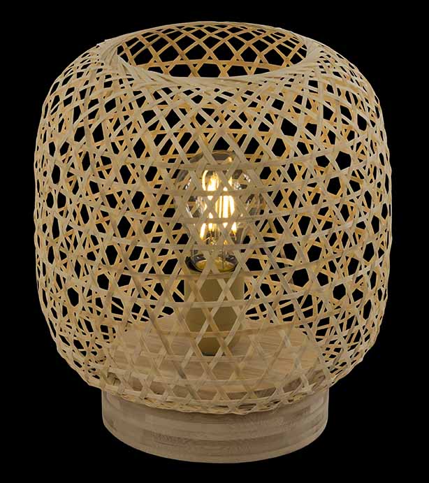 Lampe de table ronde bohème en bambou naturel Globo Mirena – Image 3