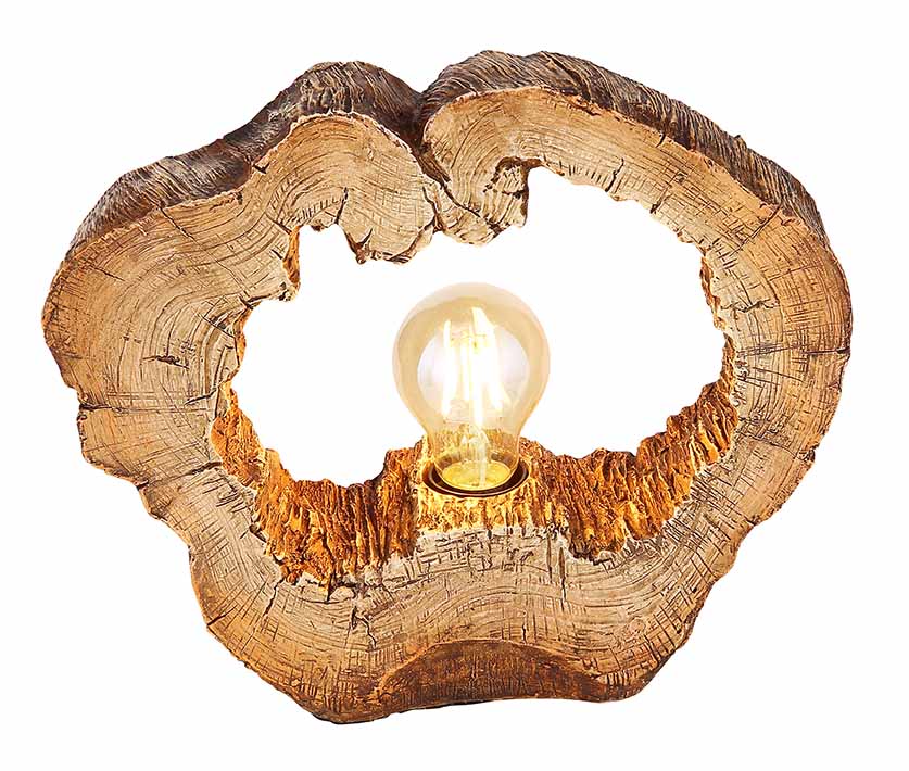 Lampe de table rurale en plastique et bois naturel Globo Vinzenz – Image 2