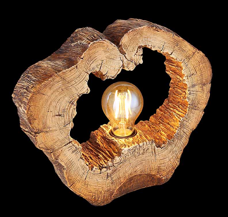 Lampe de table rurale en plastique et bois naturel Globo Vinzenz – Image 4