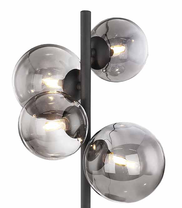 Lampe de table verticale noire 4 boules en verre fumé Globo Riha – Image 2