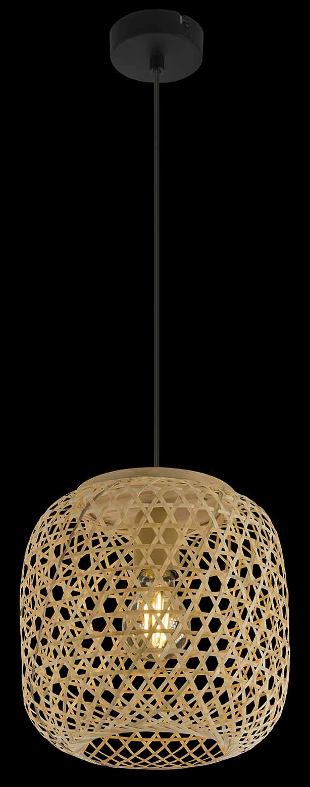 Lampe suspendue bohème en bambou naturel Globo Mirena – Image 3