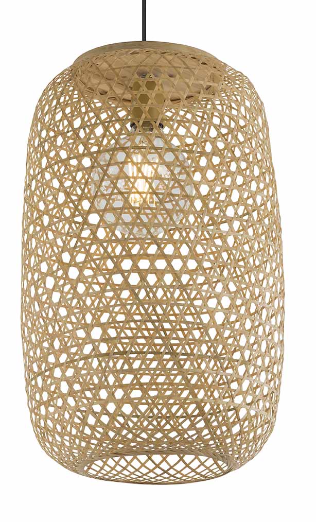 Lampe suspendue bohème en bambou naturel Globo Mirena – Image 2