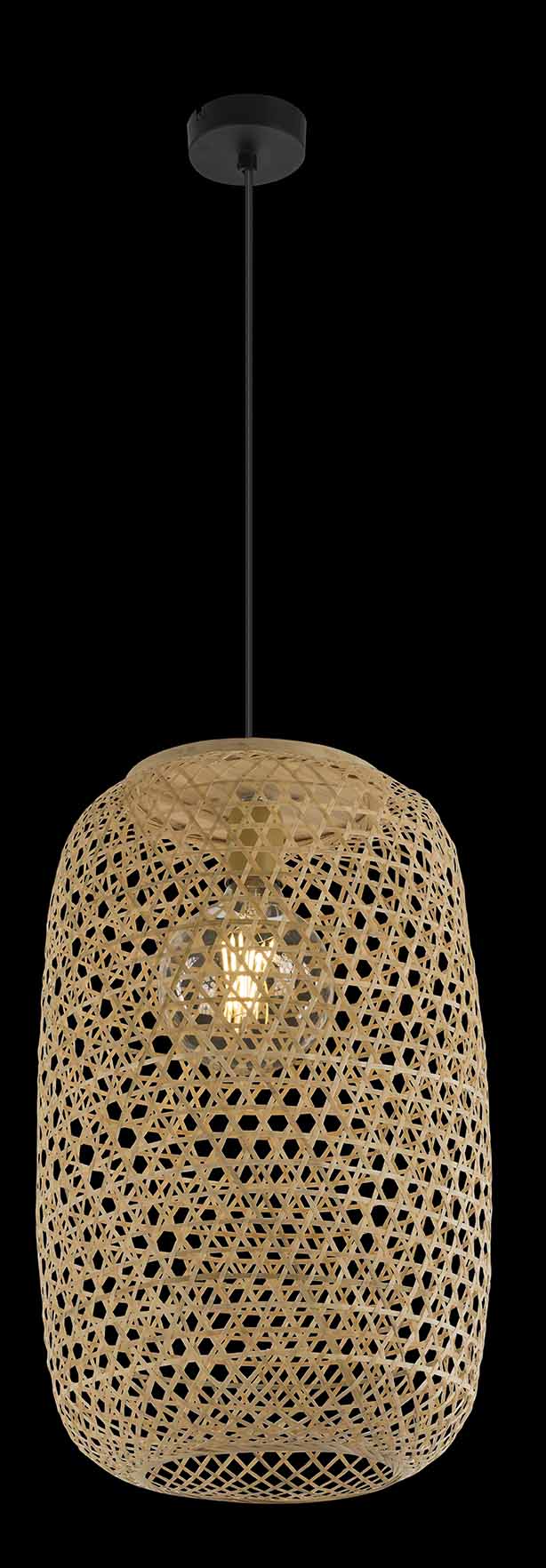 Lampe suspendue bohème en bambou naturel Globo Mirena – Image 3