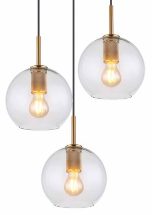 Alternative view of Lampe suspendue classique en laiton en forme de boule Globo Adara