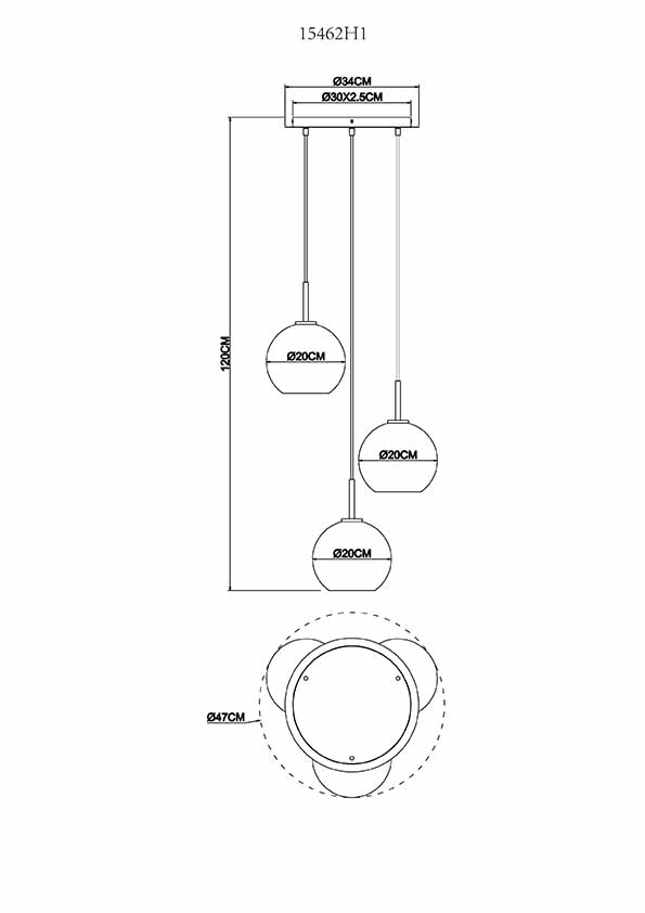 Lampe suspendue classique en laiton en forme de boule Globo Adara – Image 5