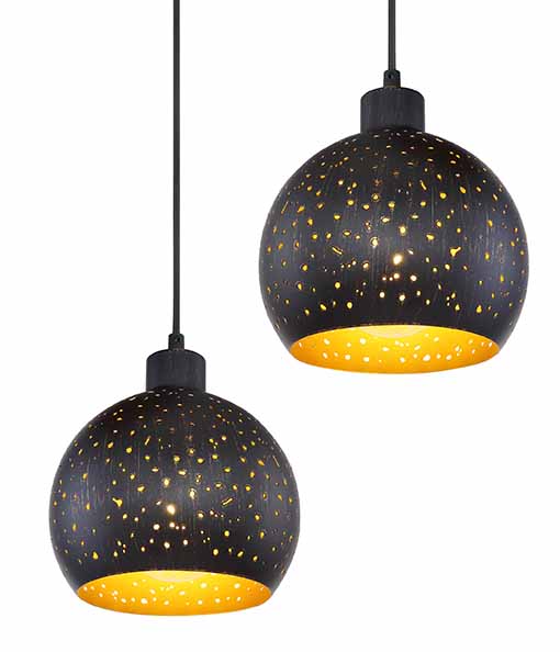 Lampe suspendue orientale en métal noir Globo Adaja – Image 2