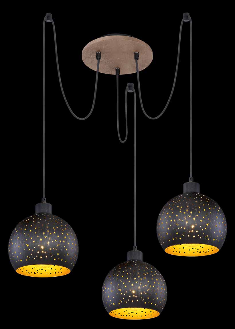 Lampe suspendue orientale en métal noir Globo Adaja – Image 3