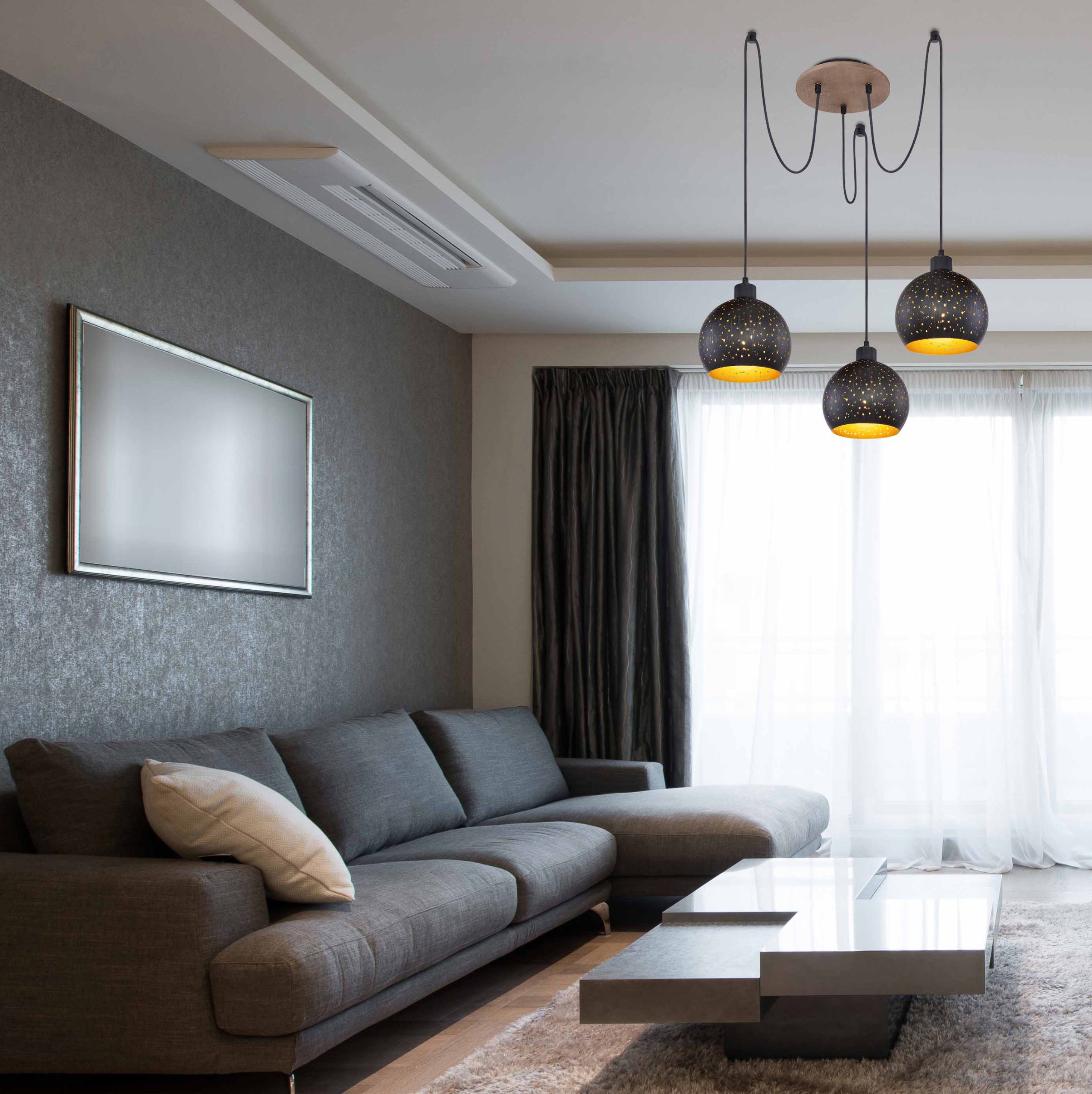 Lampe suspendue orientale en métal noir Globo Adaja – Image 4