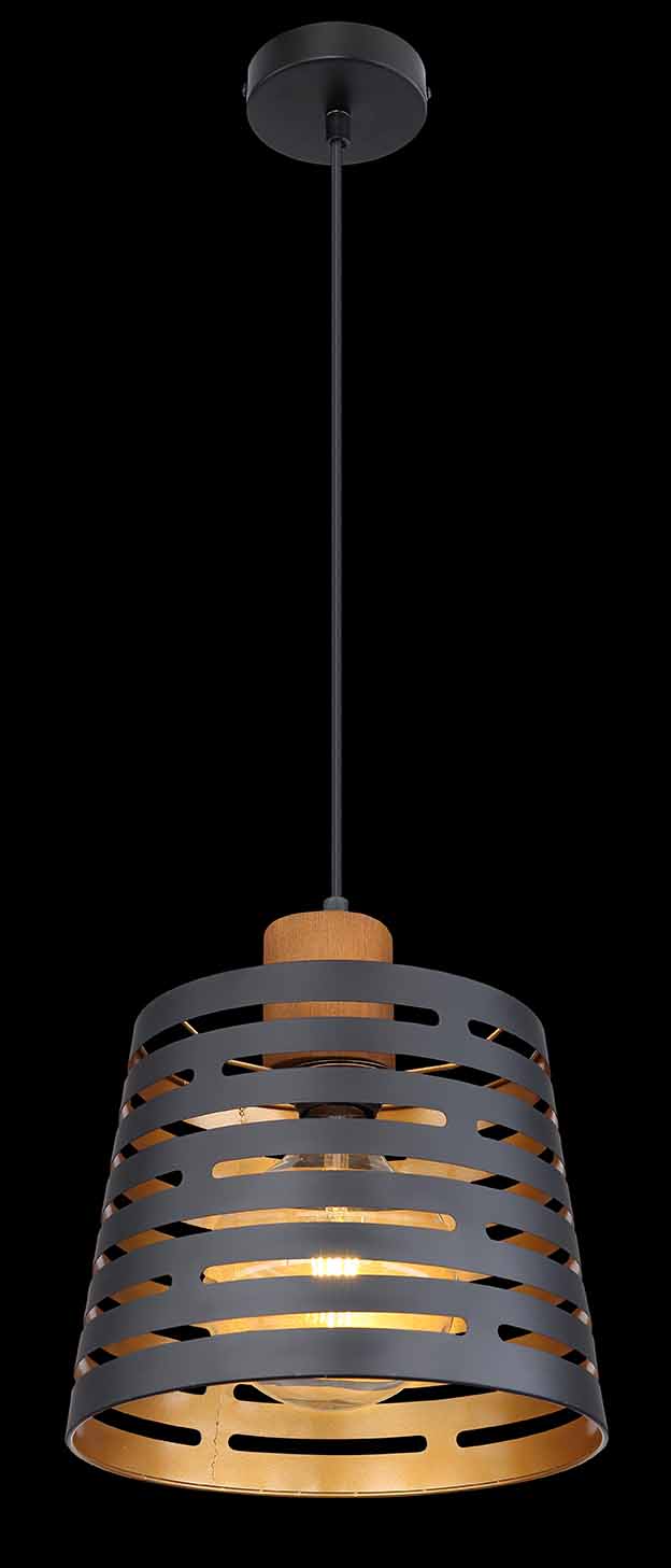 Lampe suspendue rétro en métal noir Globo Ablona – Image 3