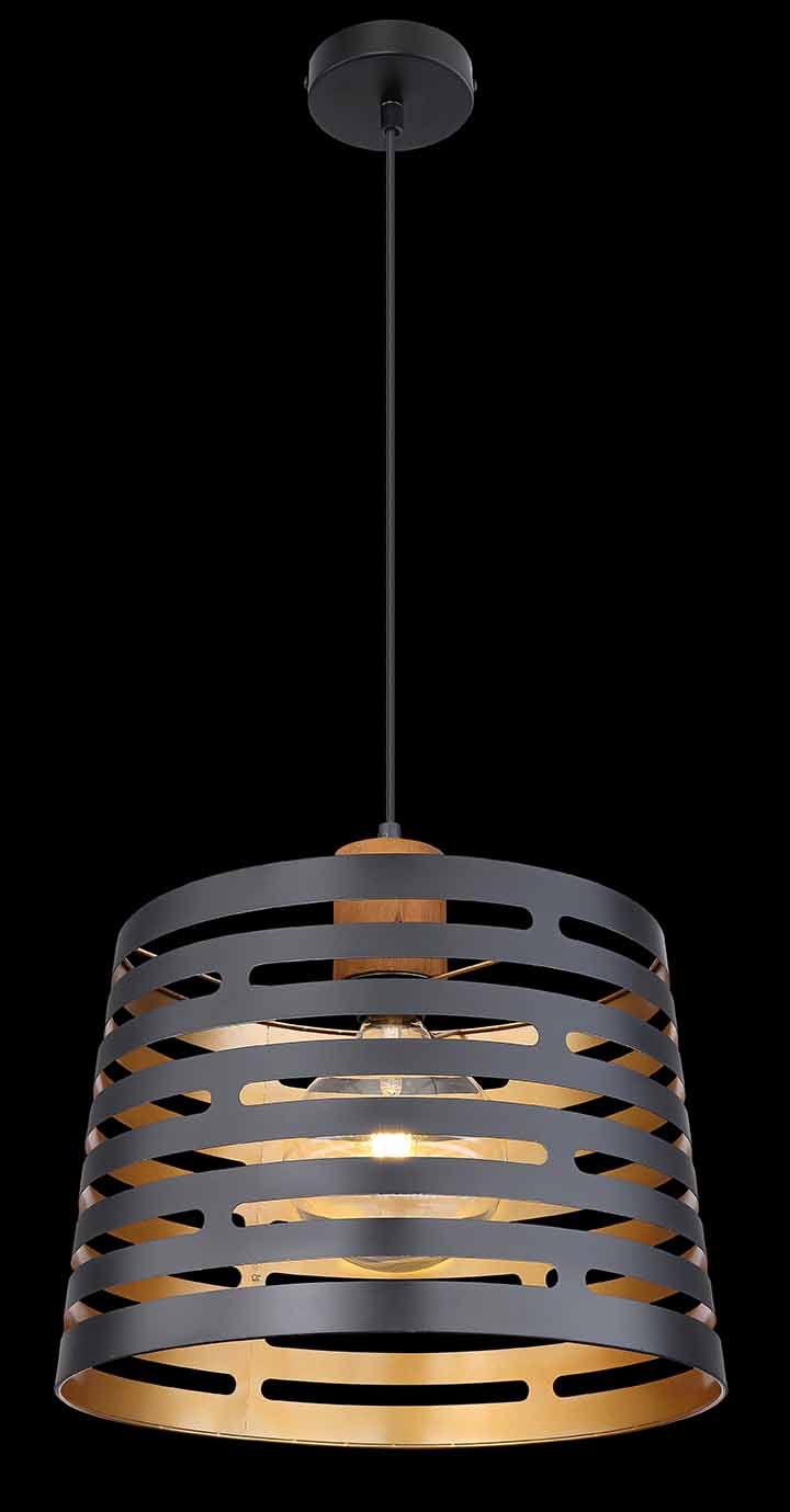 Lampe suspendue rétro en métal noir Globo Ablona – Image 3