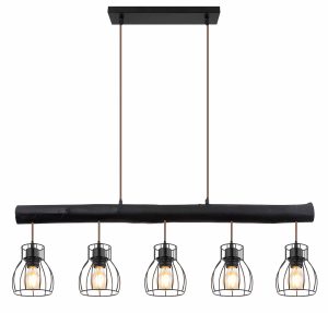 Alternative view of Suspension en métal noir rétro Globo Mina