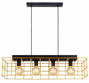 Alternative view of Lampe suspendue rétro longue en métal noir Globo Merril