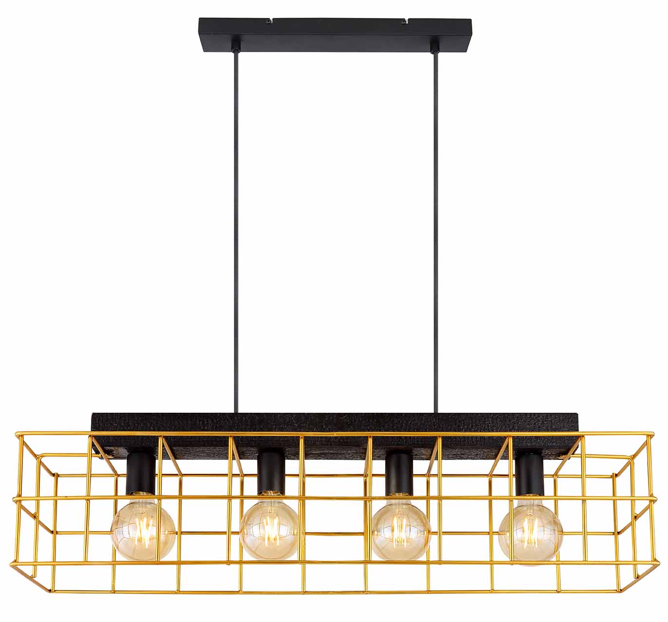 Lampe suspendue rétro longue en métal noir Globo Merril – Image 2