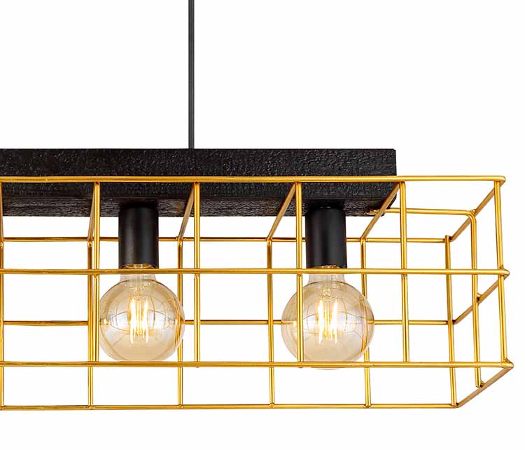 Lampe suspendue rétro longue en métal noir Globo Merril – Image 3