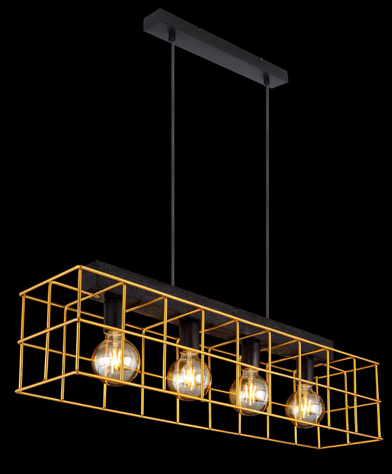 Lampe suspendue rétro longue en métal noir Globo Merril – Image 4