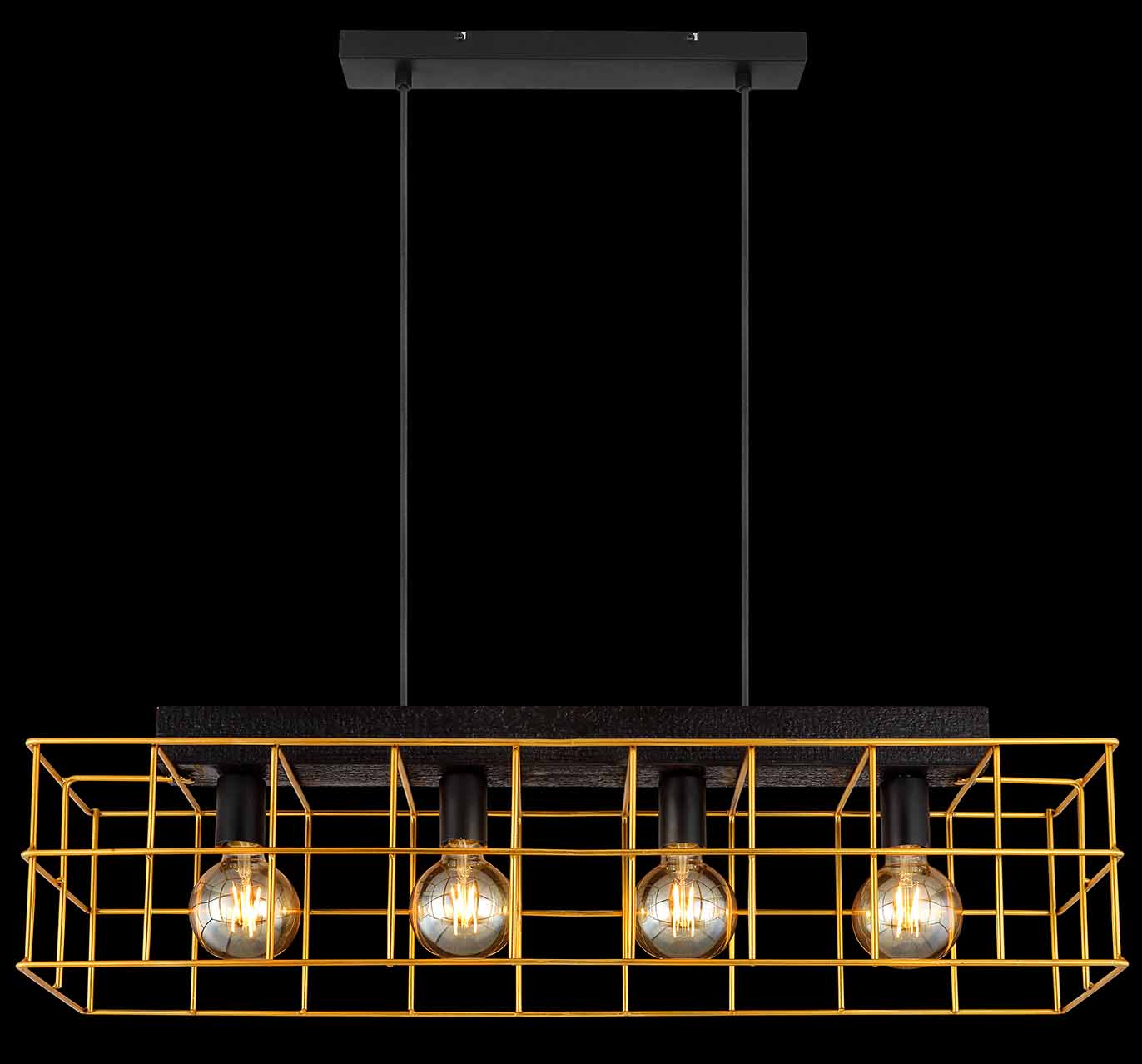 Lampe suspendue rétro longue en métal noir Globo Merril – Image 5