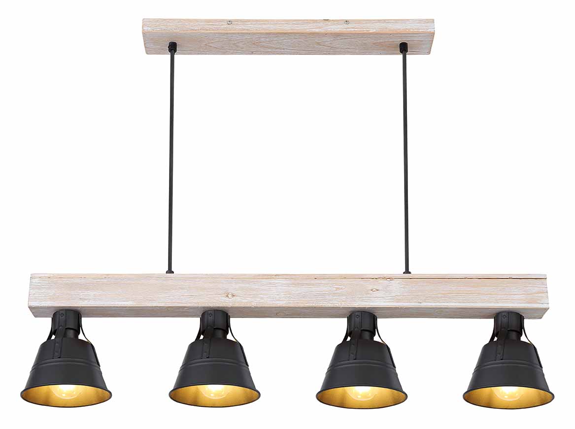 Lampe suspendue rurale en bois naturel Globo Gunther – Image 2