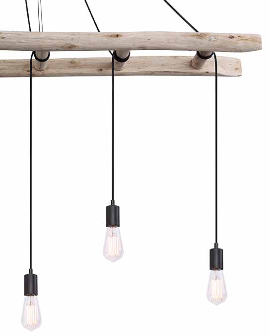 Suspension en bois naturel style rustique Globo Irmgard – Image 3