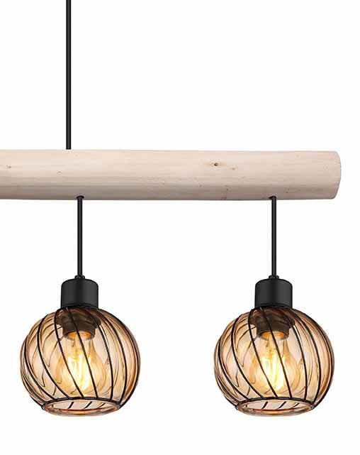 Lampe suspendue rurale en boules noires Globo Paulo – Image 3