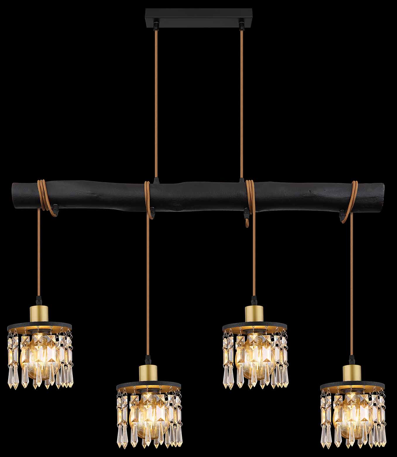 Lampe suspendue rurale en laiton métal Globo Comma – Image 5