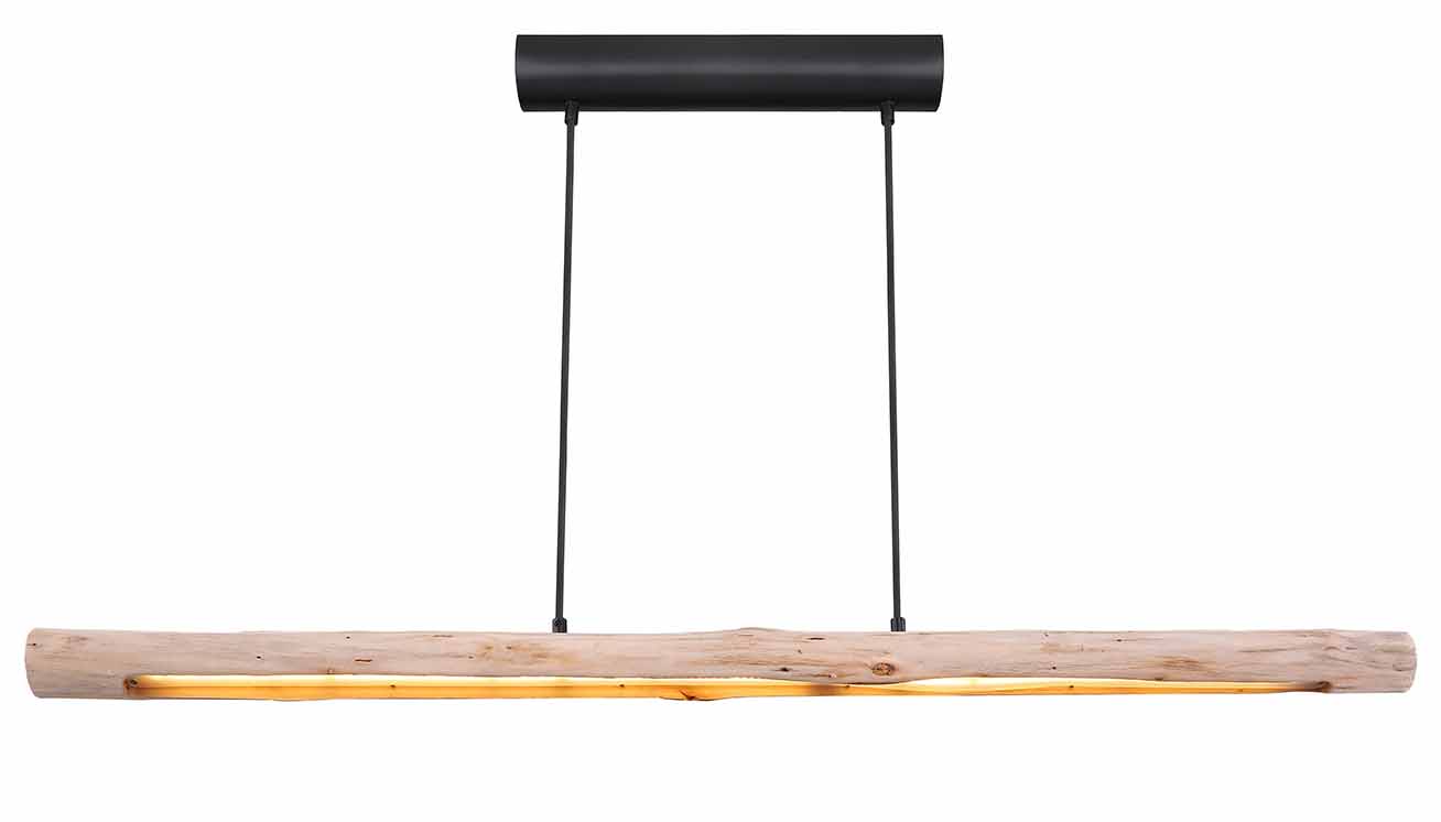 Lampe suspendue rurale en métal noir en forme de poutre Globo Mella – Image 2