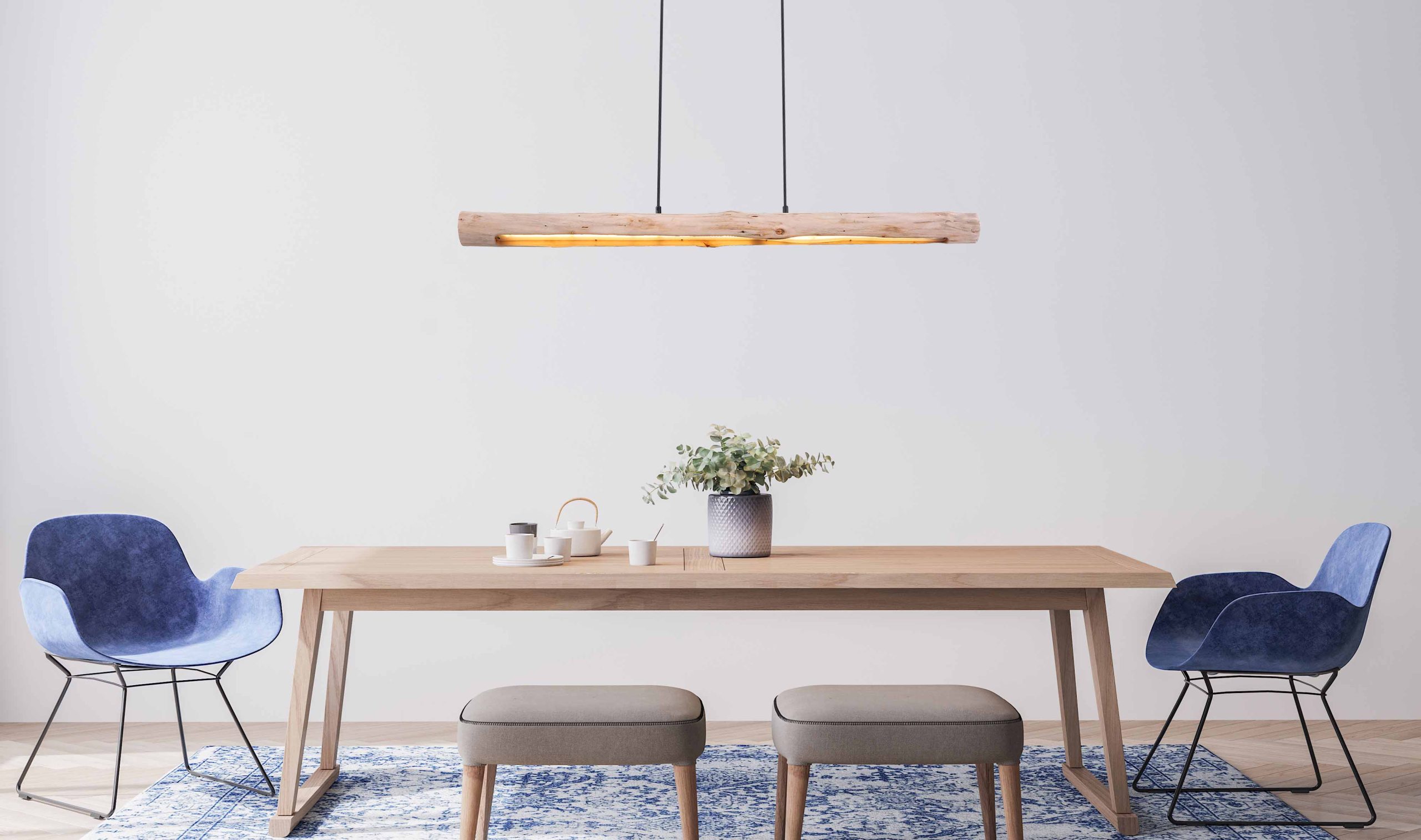 Lampe suspendue rurale en métal noir en forme de poutre Globo Mella – Image 4