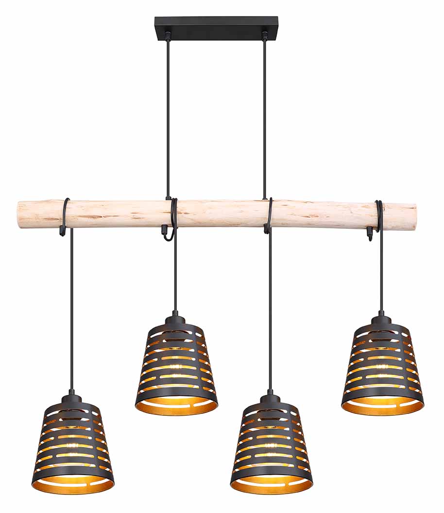 Lampe suspendue rurale en métal noir Globo Ablona – Image 2